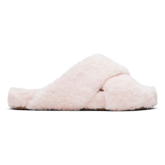 TOMS Susie Eva Furry Slippers Shoes Pink Faux Fur House Bedroom NIB NWT - Picture 2 of 8